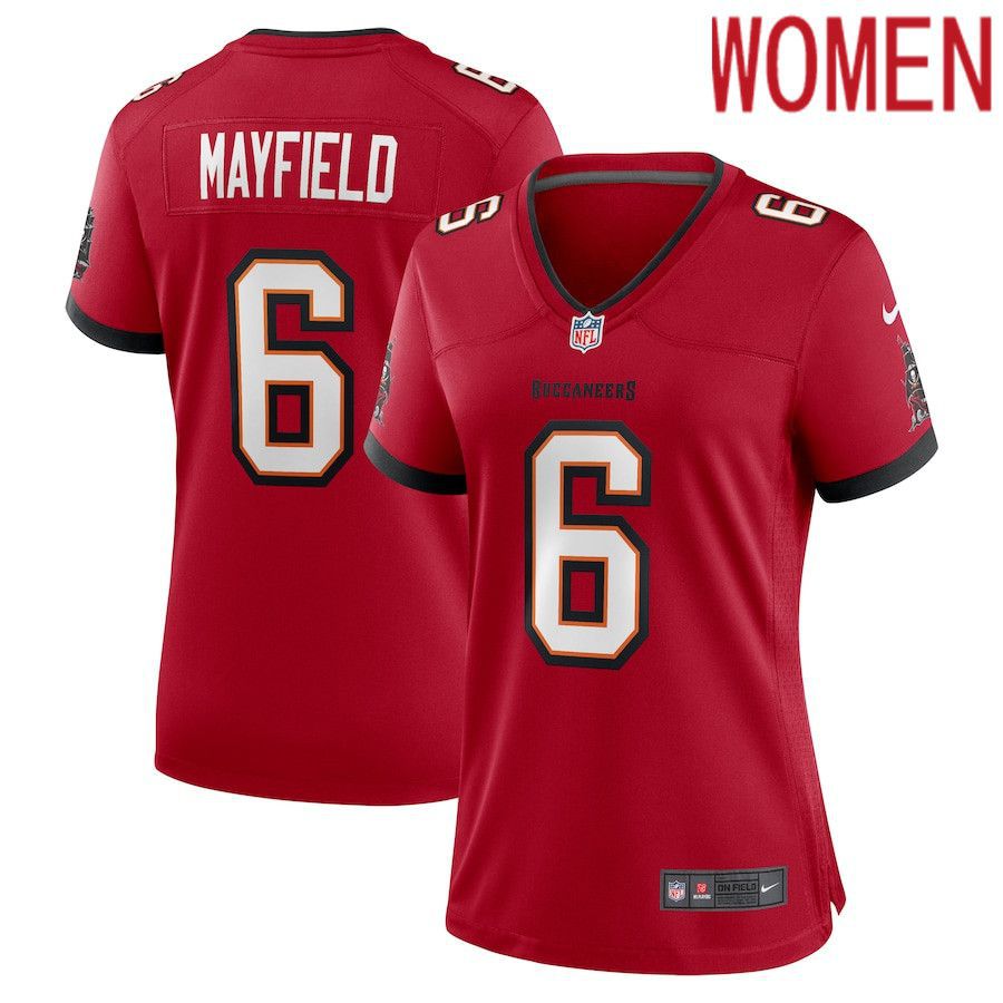 Women Tampa Bay Buccaneers #6 Baker Mayfield Nike Red Game NFL Jersey->women nfl jersey->Women Jersey
